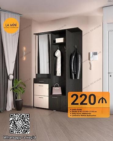 Dəhliz dolabı – “LA MiNi” dizaynı - Ölçülər: D 40 × H 200 × U 100 sm