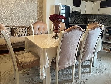 turk tekstil cehizlik: Qonaq otağı üçün, Yeni, Açılan, Kvadrat masa, 6 stul — 1