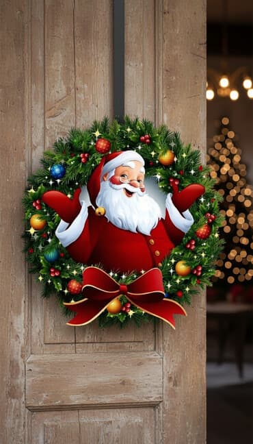 Bentley: Yeni il üçün dekorativ qapı bəzəyi – Santa Klaus mövzulu çələng - — 1