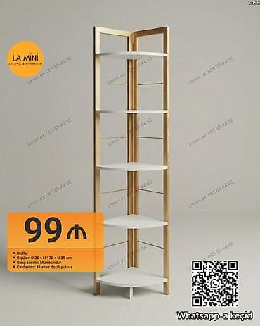 mini tablolar: Stellaj – künc tipli, minimalist dizayn - Ölçülər: diametr 35 sm × — 1