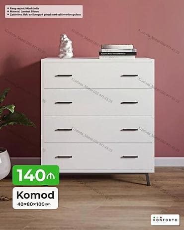 kitab refi: Komod – 40×80×100 sm ölçülərdə - Material: 18 mm laminat - 4 geniş — 1