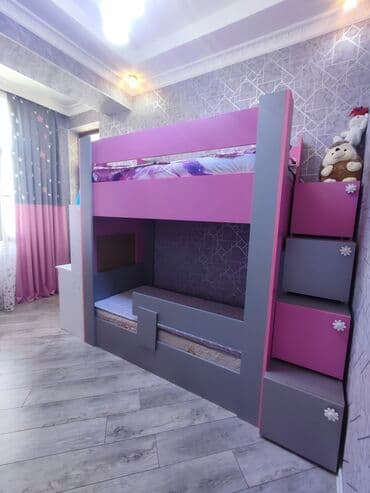 uşaq yazı masası: Oğlan və qız üçün, İşlənmiş, İkinəfərlik çarpayı, Dolab, Yazı masası — 3