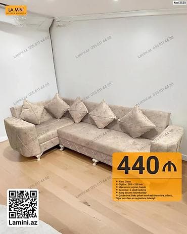 kreditle kunc divanlar: Məhsul: Künc divan (Kod: 2525) - Ölçülər: 280 × 200 sm - Mexanizm — 1