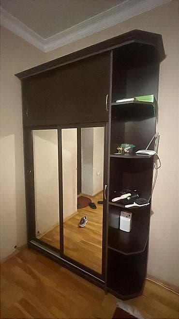 utu şkafı: 2 qapılı, Güzgülü, Qəhvəyi, Digər material, Kupe, Künc dolab — 1