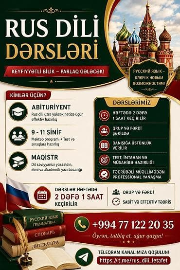 ingilis dili kursu: Xarici dil kursu, Rus dili, Uşaqlar üçün, Abituriyentlər üçün — 3