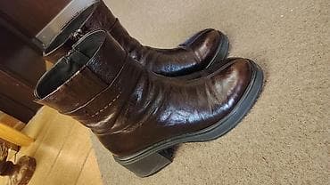 dəri çəkmələr: Qadın dəri botları – tünd qəhvəyi - Material: parlaq, yumşaq təbii — 4