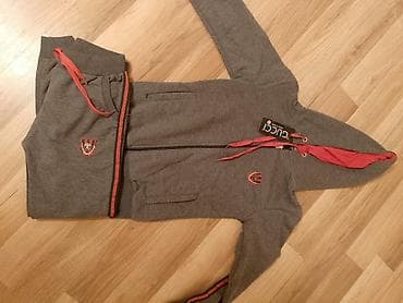 beli: İdman dəsti – kapüşonlu jaket və şalvar - Rəng: tünd boz, qırmızı — 2