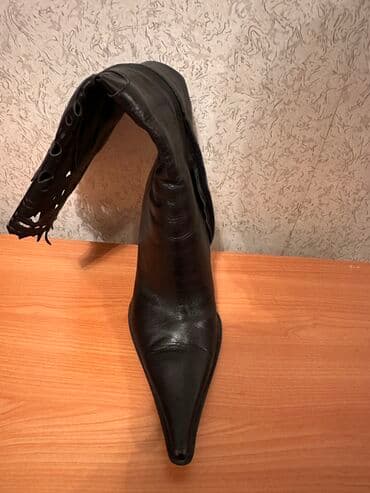 черные мужские сапоги: Сапоги, Размер: 38, цвет - Коричневый, Б/у — 3