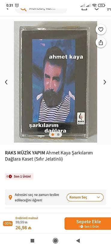 cd kart: Məhsul: RAKS MÜZİK YAPIM – “Ahmet Kaya – Şarkılarım Dağlara” kaset — 1