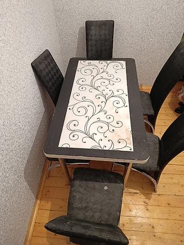 Mətbəx üçün, Açılmayan, Dördbucaq masa, 4 stul