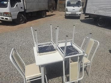 Yeni, Kvadrat masa, 4 stul, Açılmayan, Stullar ilə, Metal, Azərbaycan