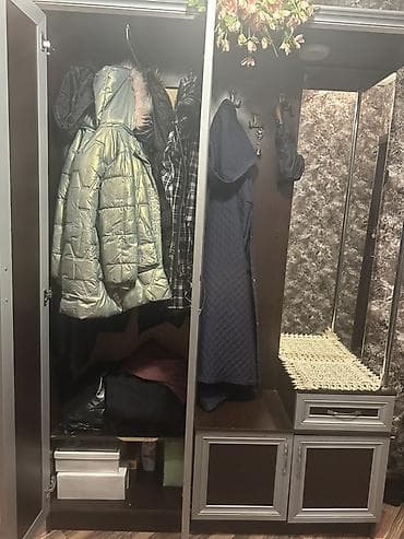 2 qapılı, Güzgülü, Qəhvəyi, Digər material, Açılan, Düz dolab — 1