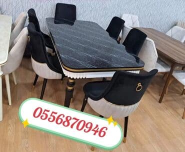 ders masaları: Qonaq otağı üçün, Yeni, Açılmayan, Dördbucaq masa, 6 stul — 5