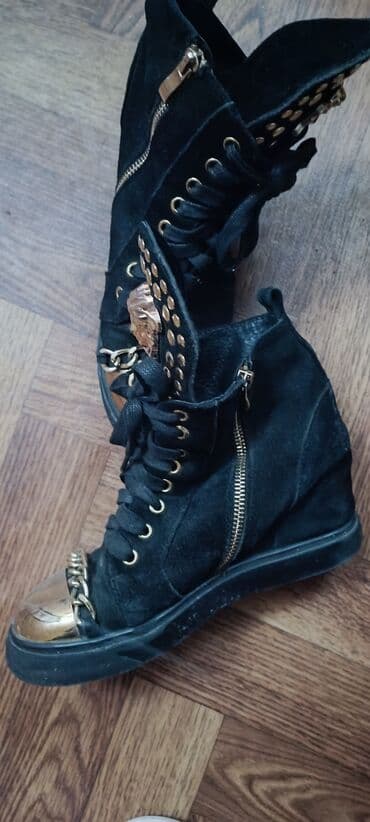 qiz ucun botlar: Ölçü: 38, rəng - Qara, İşlənmiş — 4