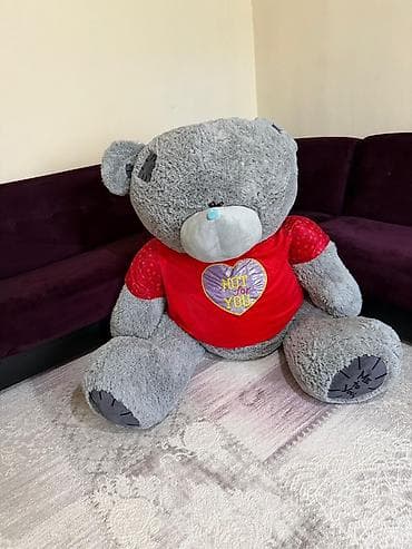 lol oyuncaq: Böyük ölçülü peluş ayı oyuncağı - Rəng: boz - Üzərində qırmızı — 1
