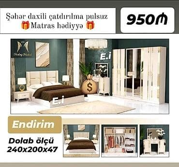 mebel desdi: İkinəfərlik çarpayı, Dolab, Yeni — 1