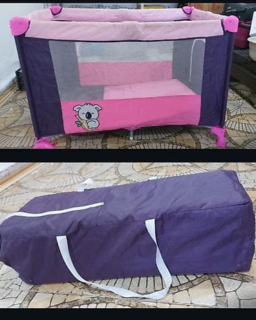 islenmis usaq manejleri: Uşaq üçün qatlanan çarpayı-manej - Rənglər: çəhrayı/bənövşəyi — 1