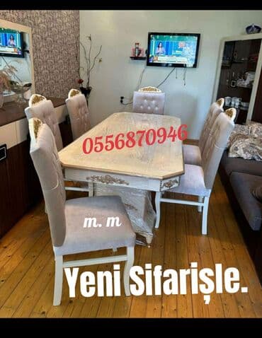 transformer jurnalni: Qonaq otağı üçün, Yeni, Açılmayan, Dördbucaq masa, 6 stul — 4