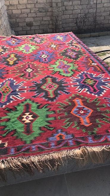 yastık: Əl toxuması kilim xalça - Naxış: ənənəvi Qafqaz motivləri, mərkəzi — 1