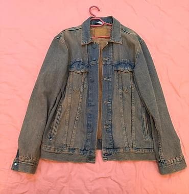 Cins gödəkçə - Klasik denim dizayn, düyməli ön hissə - İki ədəd sinə