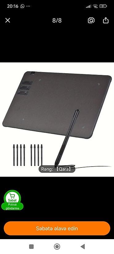 Rəqəmsal qrafik planşeti və stylus qələm - Rəng: qara - Aktiv iş