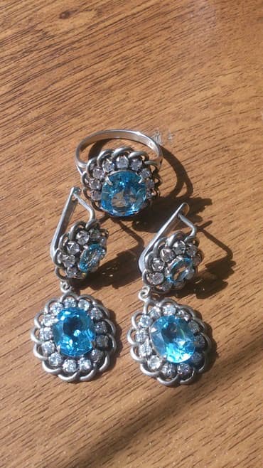 isbartivni desdleri: Комплект из серебра с голубым топазом из Индии — 1