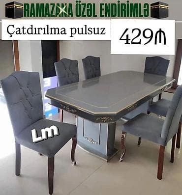 Qonaq otağı üçün, Açılmayan, Dördbucaq masa, 6 stul — 1