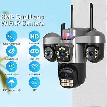 osmo kamera: 8MP Dual Lens WiFi IP Kamera – 4K görüntü dəstəyi, IP66 suya və toza — 2