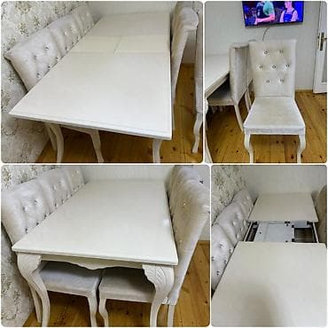2 el mebel: Qonaq otağı üçün, İşlənmiş, Açılan, 6 stul — 1