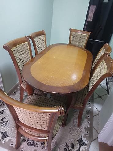 Mətbəx üçün, Açılmayan, Oval masa, 6 stul