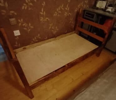 железная кровать односпальная: Oğlan və qız üçün, İşlənmiş, Çarpayı, Bazasız, Matrassız, Siyirməsiz — 2