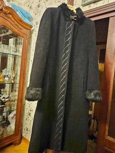 Qadın palto – qara, uzun dizayn - Klassik düz kəsim, uzun model -