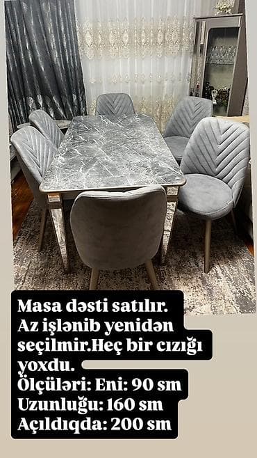 Qonaq otağı üçün, Açılan, Dördbucaq masa, 6 stul lalafo.az -da Qonaq otağı üçün, Açılan, Dördbucaq masa, 6 stul