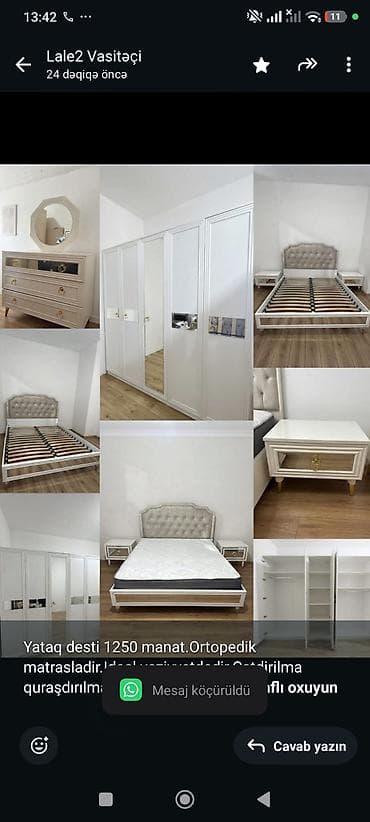 taxt satilir: Yataq desti 1250 manat.Ortopedik matrasladir.Ideal — 1