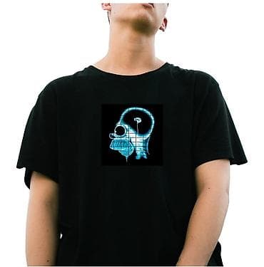 wolt geyimi: Məhsul: LED işıqlı qrafikalı qara T‑şört kolleksiyası Xüsusiyyətlər — 1