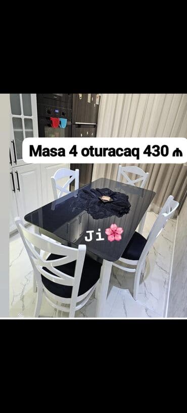 stol desdi: Qonaq otağı üçün, Açılmayan, Dördbucaq masa, 4 stul — 5