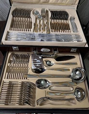 qaşığ: Yenidir paslanmaz AlpenBerg 84 parçalı süfrə ləvazimatı dəsti - — 1