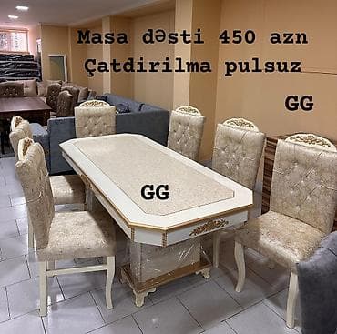 qonağ desti: Yeni və Sifarişlə Masa dəsti 450 azn Rəng secimi var Masanin olçusu — 1