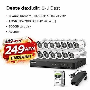 8-li müşahidə sistemi dəsti Dəstəyə daxildir: - 8 ədəd xarici kamera