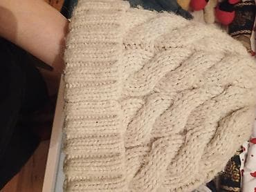 Toxunma papaq - Rəng: krem/boz-bej ton - Model: qalın burma (saç