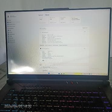 kamera gence: ASUS ROG Strix oyun noutbuku Texniki göstəricilər (ekrandakı sistem — 4