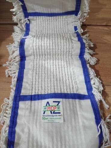 mop: Ağrəngdə və mavi haşiyəli, yüksək keyfiyyətli pambıqdan hazırlanmış — 1