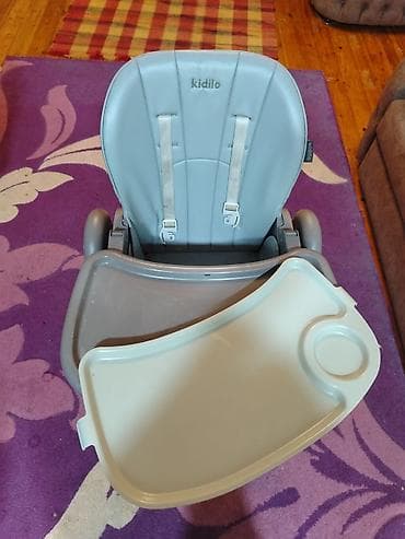 стул для кормления: Kidilo uşaq yemək stulu - Rəng: boz - Yumşaq, silinməsi asan dəri — 1