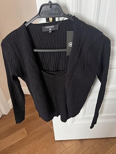 Костюмы: Qara trikotaj dəst – kardiqan + top - Brend: CHANEL (etiketli) - — 3