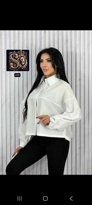 yeni geyim: Qadınlar üçün oversize köynək - Model: Qısa kəsimli, oversize forma — 3
