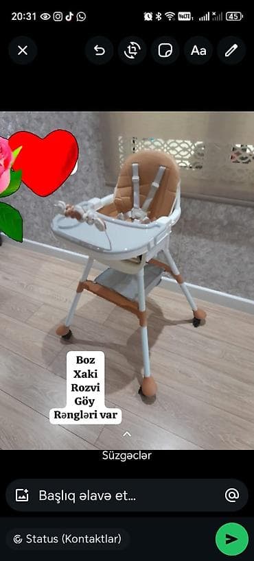 Uşaq yemək stulu - Rahat və yumşaq oturacaq: yüksək bel, əlavə