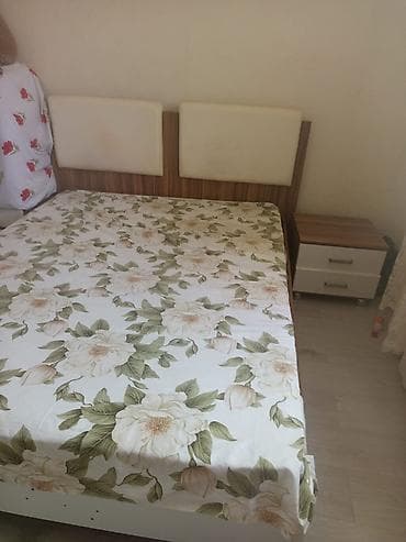 ikili carpayı: - İki nəfərlik çarpayı dəsti - Başlıq: ikili yumşaq dermantin panel – — 1