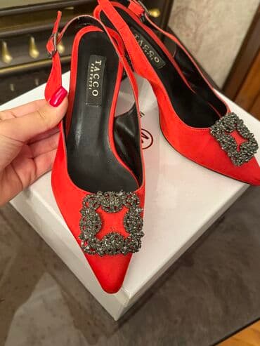 derihan ayakkabı: Tuflilər, Ölçü: 37, rəng - Qırmızı, İşlənmiş — 1