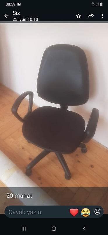 Ofis/kreslo tipli fırlanan iş stulu - Rəng: qara - Yumru oturacaq və — 1