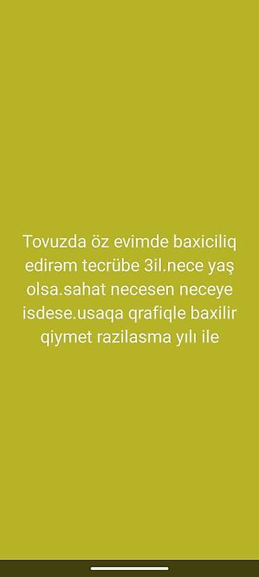 Dayələr: Tovuzda öz evimdə uşaq baxıcılığı xidməti göstərirəm. 3 illik təcrübə — 1